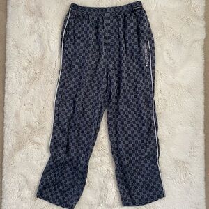 Vans Mastermind Checkered Black and Blue 100% Silk Pajama Wide Leg Pants